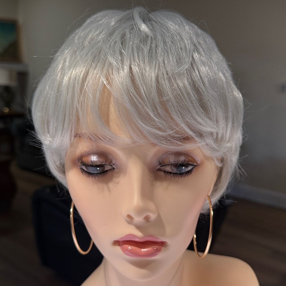 HAIR Pixie with bangs Light Gray/Silver/White - Picture 3 of 10